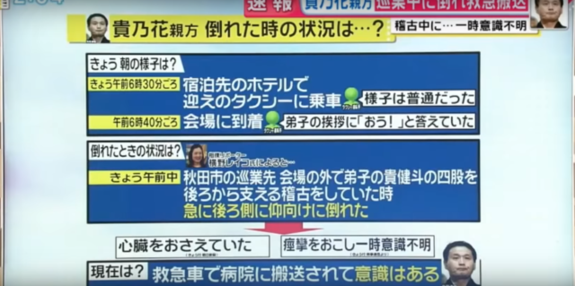 貴乃花親方 病院搬送に心配の声が。。